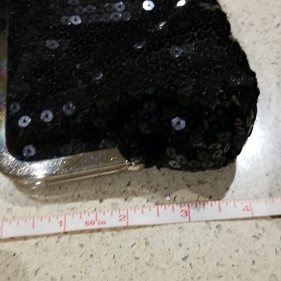 Ann Taylor Loft black sequin evening bag to use as clutch or has chain as well - Picture 3 of 10
